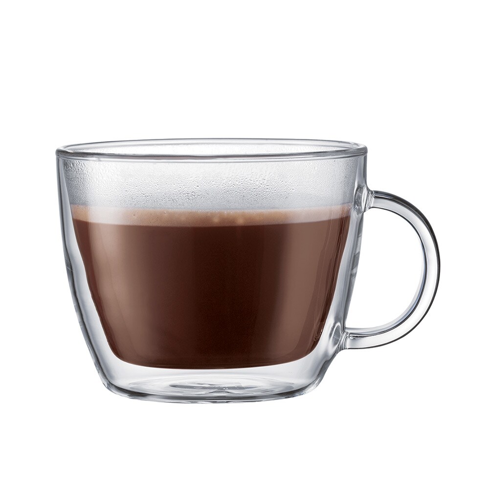 Bodum Bistro Dubbelväggad Lattemugg Med Handtag 2-pack - Kaffekoppar Glas Klar