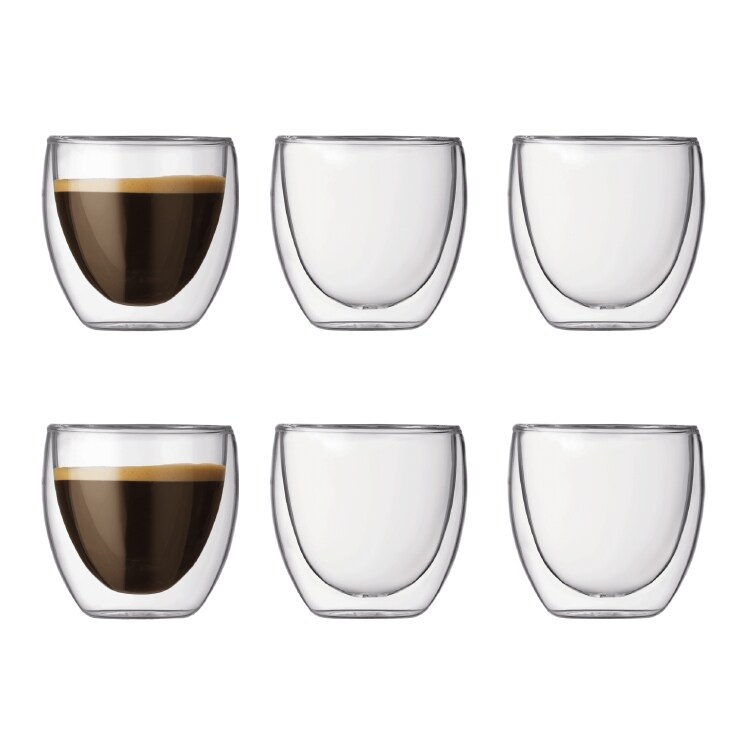 Bodum PAVINA Dubbelväggad Espresso Glas, 6-Pack