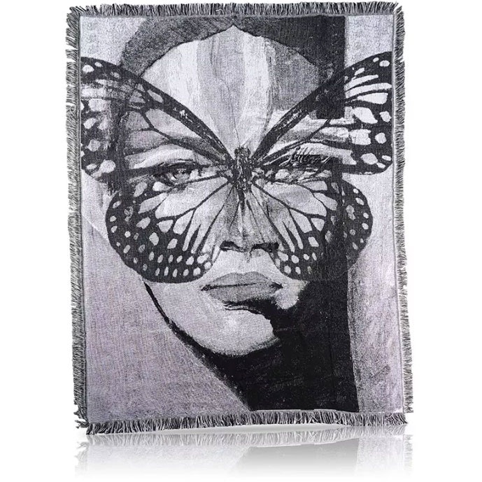 Carolina Gynning Secret Butterfly Filt 130x160 Cm - Plädar & Filtar Jacquard Svart