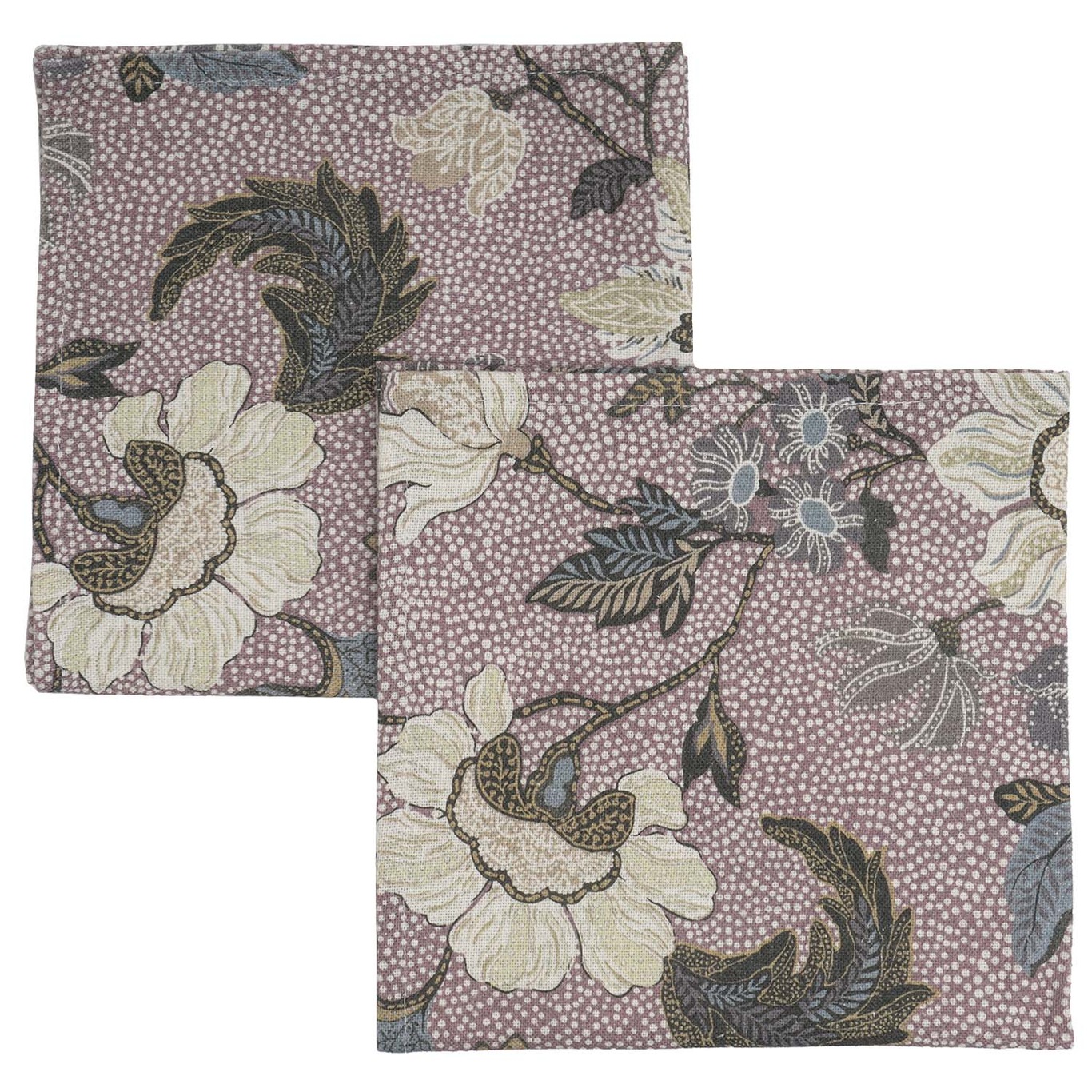 Flower Linen Servett 2-pack 45x45 cm, Dusty Pink