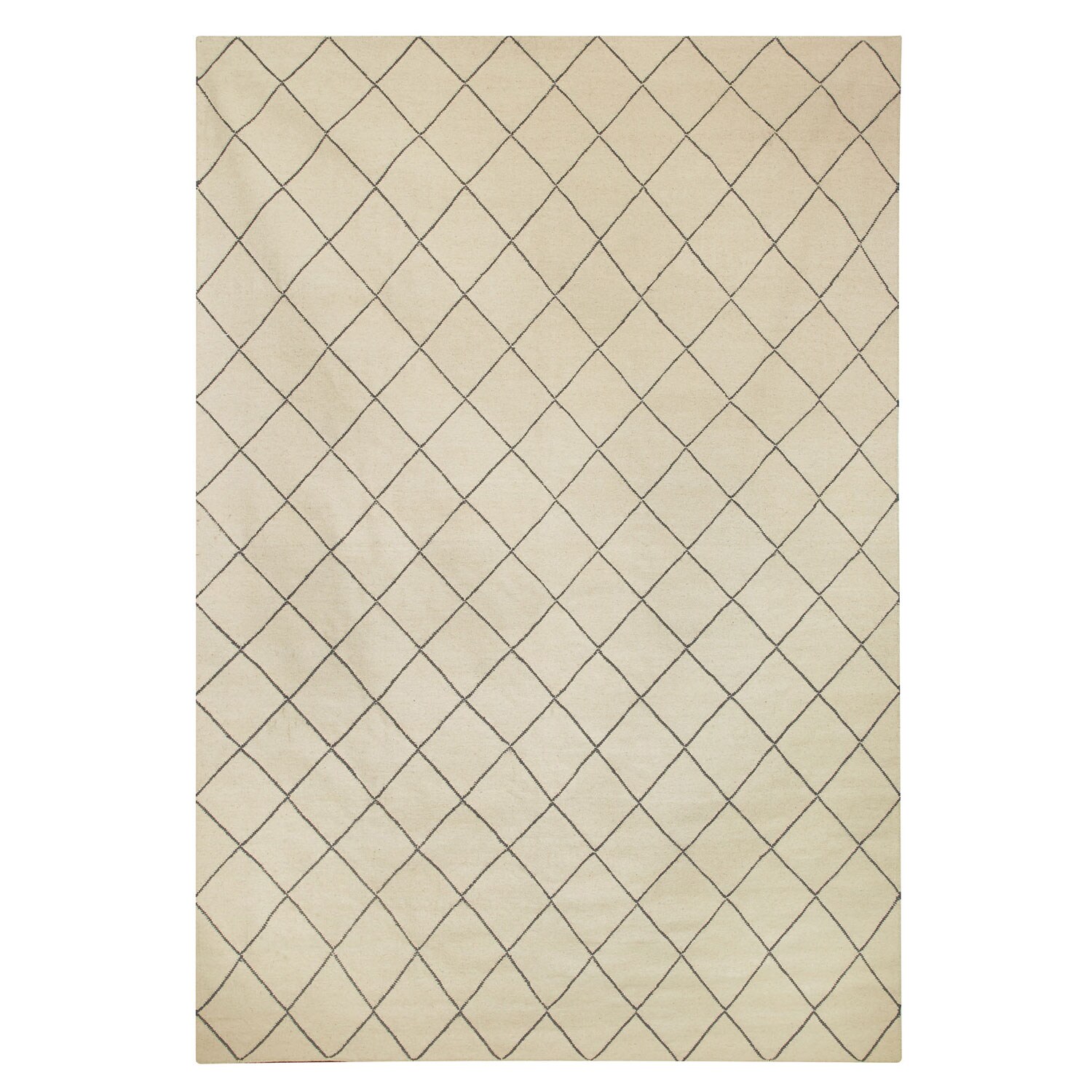 Chhatwal & Jonsson Dhurry Wool Diamond Matta 184x280 Cm Off White/grey - Slätvävda mattor Ull Grå