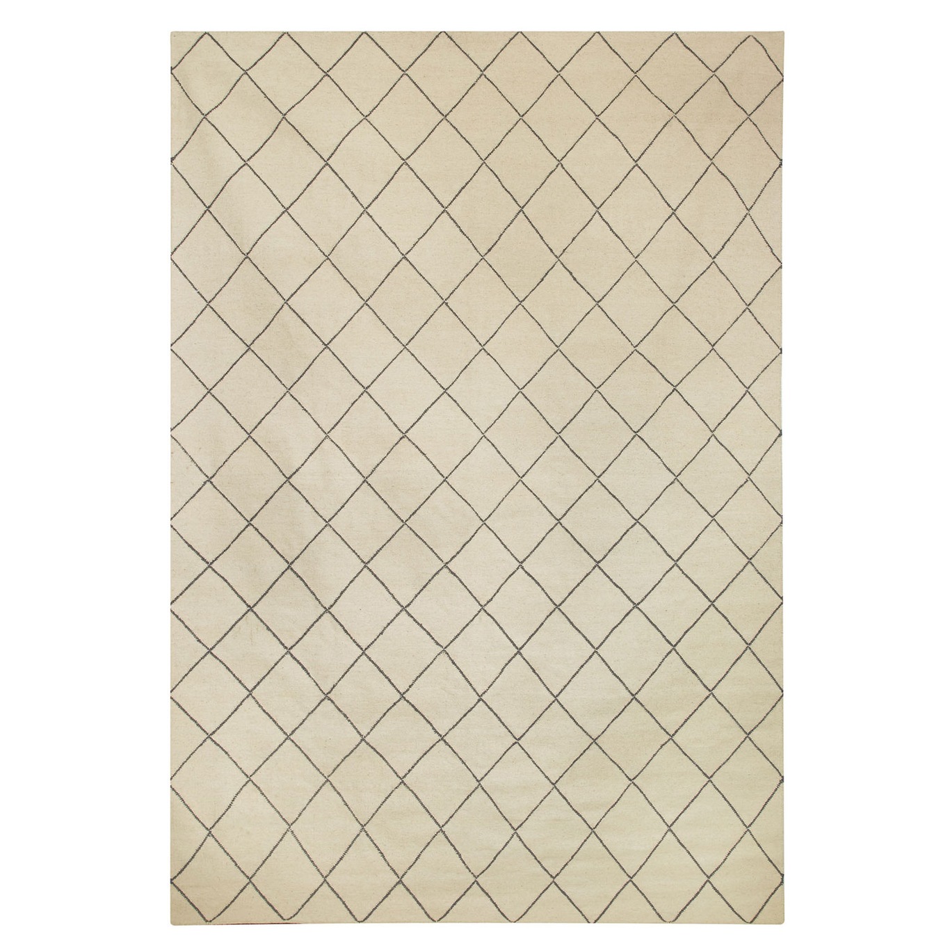 Dhurry Wool Diamond Matta 184x280 cm, Off White/Grey