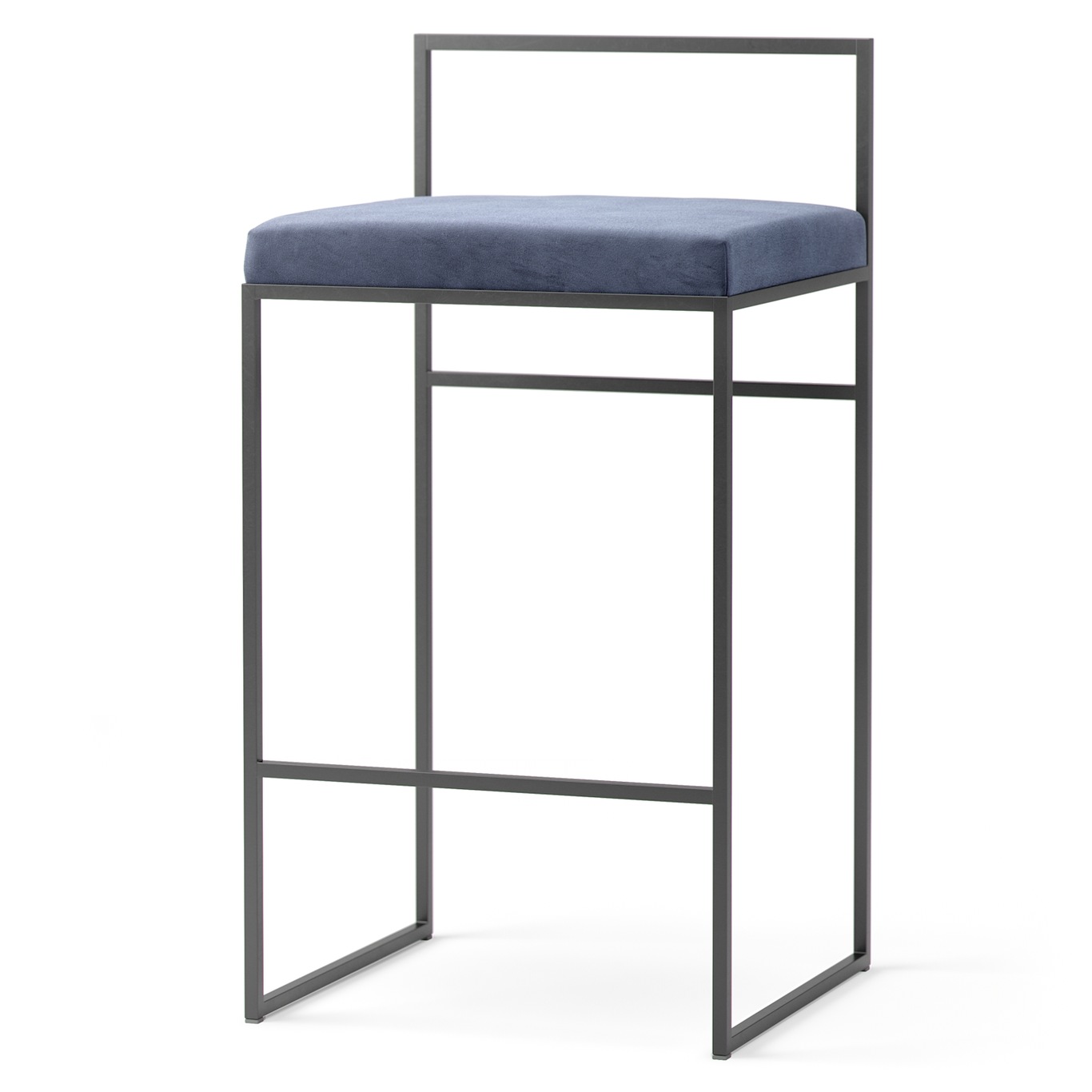 Barstol Med Ryggstöd 80 cm, Svart / Imperial Blue
