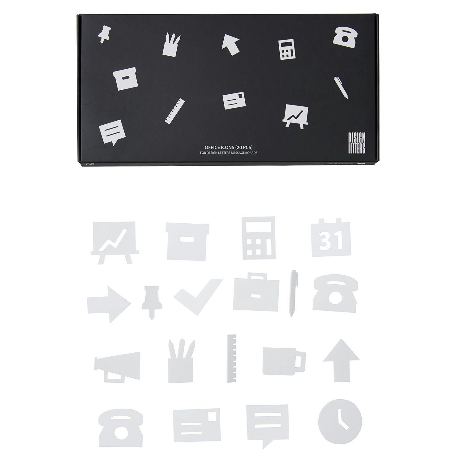 Design Letters Office Icons Till Anslagstavla 20-pack Black - Kalender & Anteckningsblock Pmma Svart