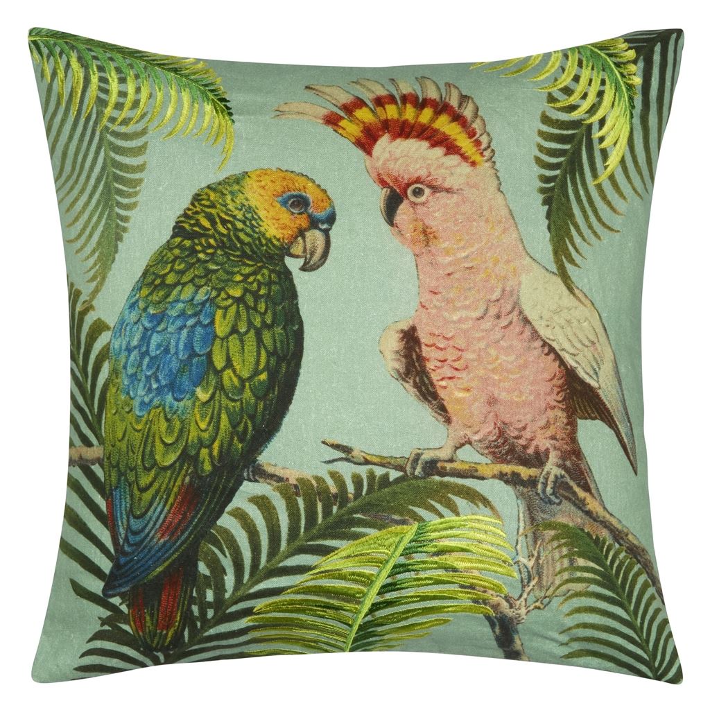 Parrot and Palm Kudde 50x50 cm, Azure