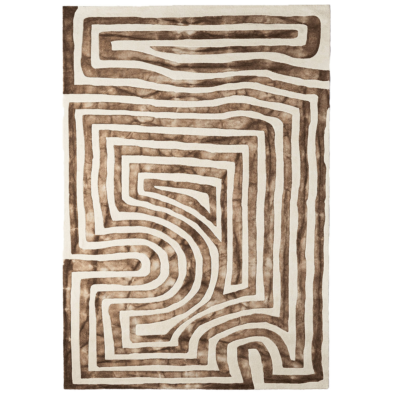 Dusty Deco Psychadelic Labyrinth matta 300x400 Cm - Ullmattor Ull Charcoal