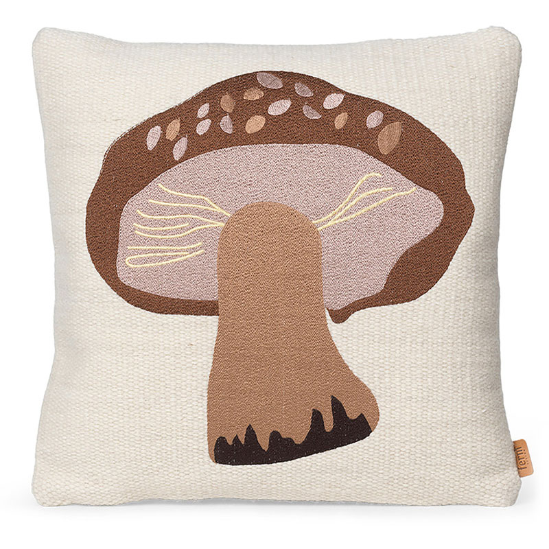 Ferm Living Kids Forest Prydnadskudde Broderad 40x40 Cm Lactarius - Stolsdynor Ull Off-White