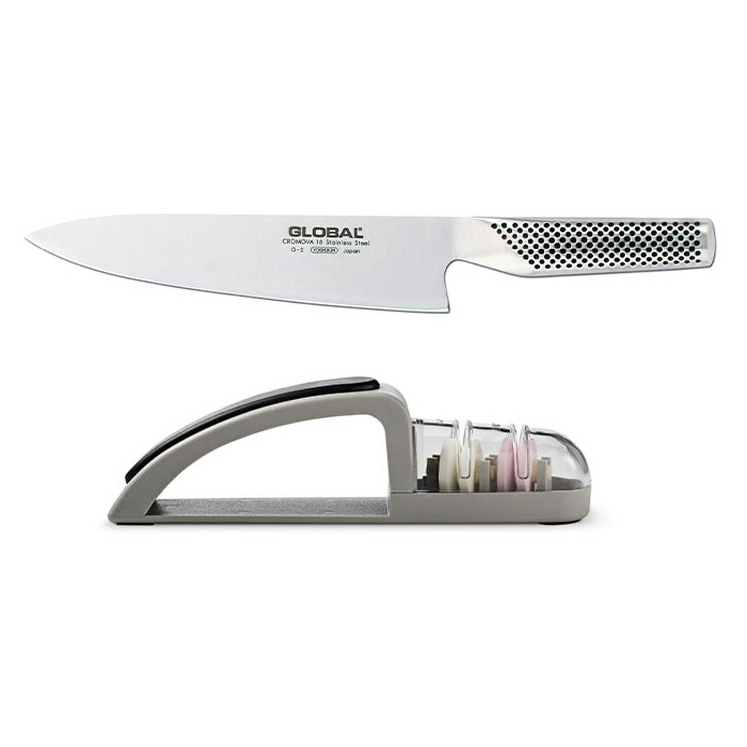 Global Kockkniv + Våtslip - Knivslipar, slipstål & brynen Rostfritt Stål