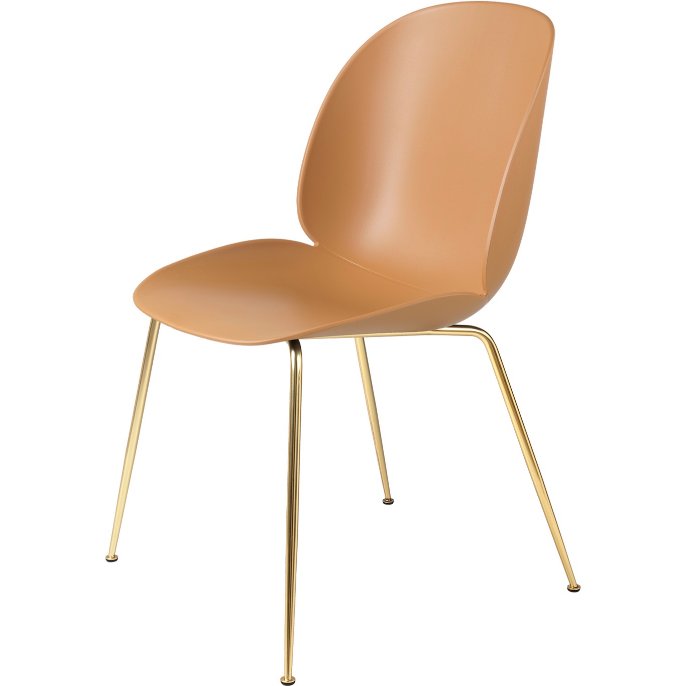 Beetle Dining Chair, Conic Base Brass/Amber Brown