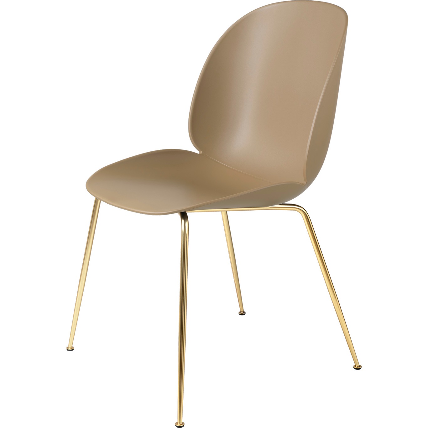Beetle Dining Chair, Conic Base Brass/Pebble Brown