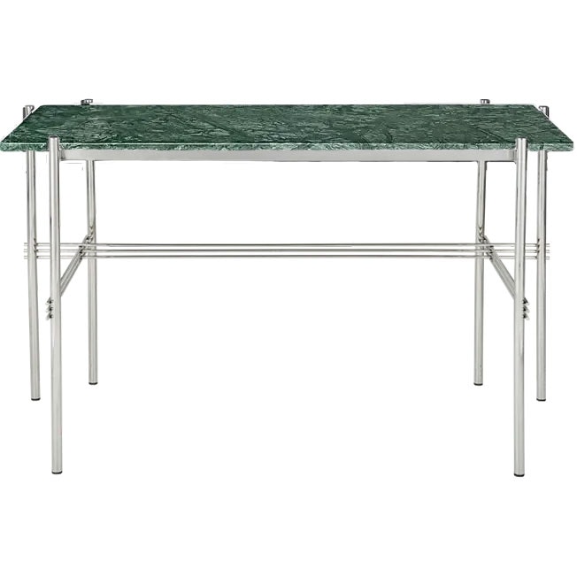 TS Skrivbord 60x120 cm, Polerat Stål / Grön Guatemalamarmor