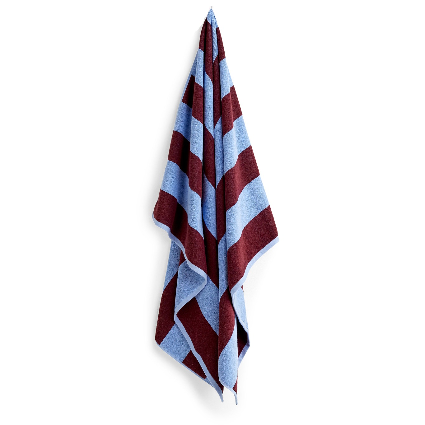 Frotté Stripe Handduk 50x100 cm, Bordeaux/Himmelsblå