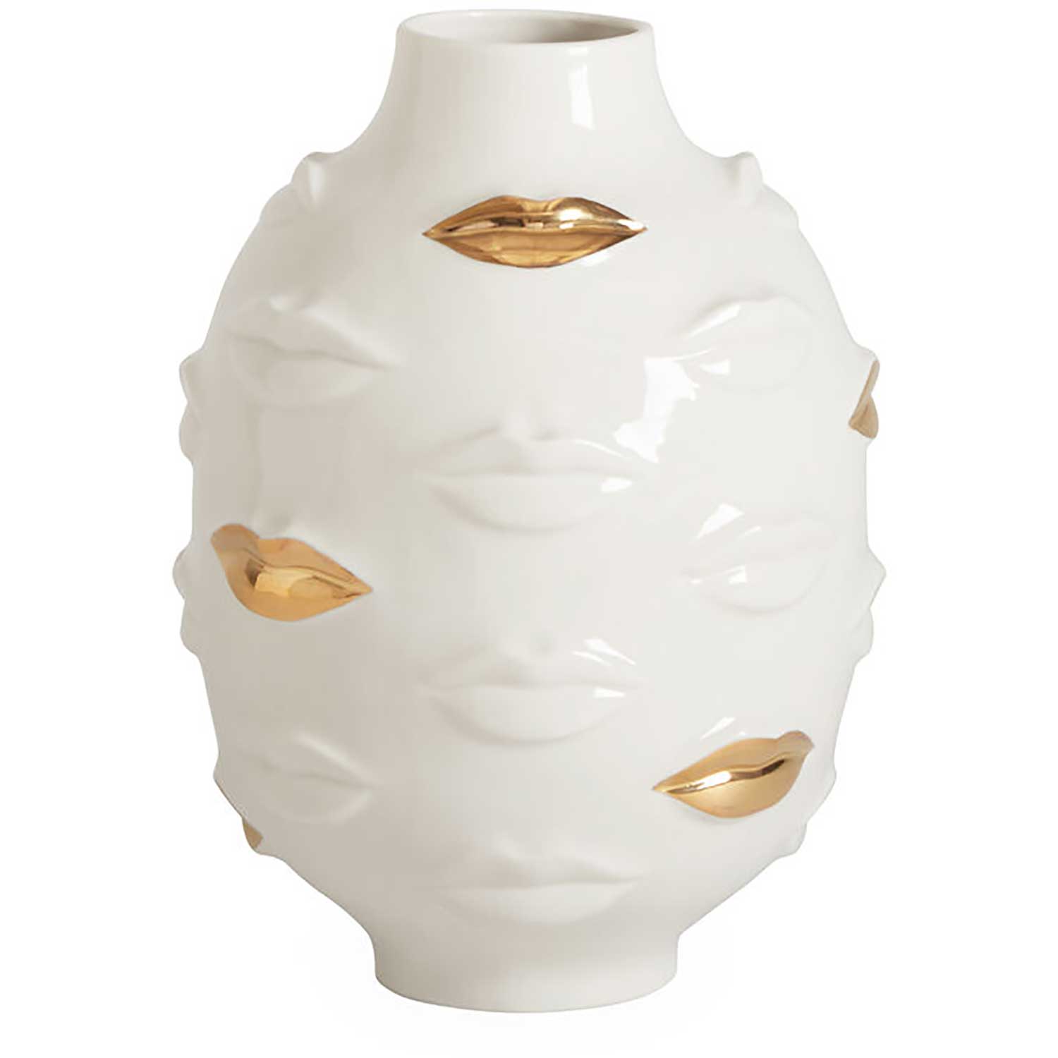 Jonathan Adler Gilded Muse Gala Rund Vas /guld - Vaser Keramik Vit
