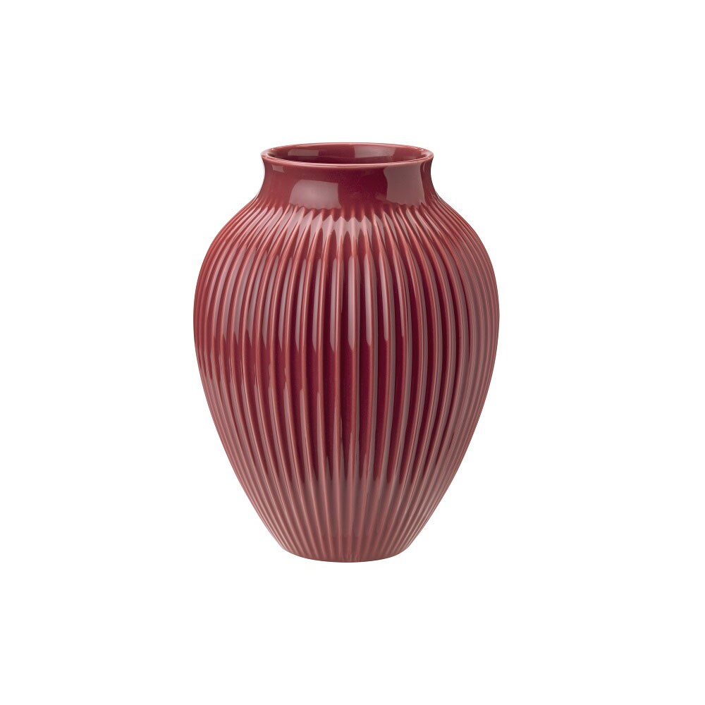 Knabstrup Keramik Vas Räfflad Bordeaux 27 Cm - Vaser Keramik