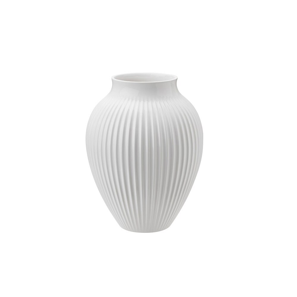 Knabstrup Keramik Vas Räfflad Vit 20 Cm - Vaser Keramik