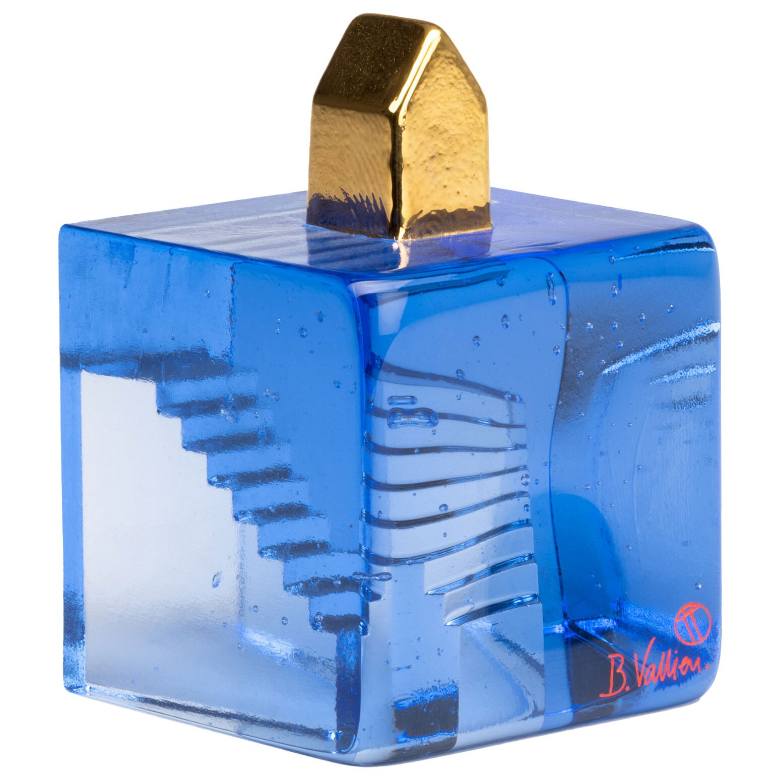 Kosta Boda Fortress Hidden Stairs Konstglas /guld Bv Ac-23 - Konstglas Kristallglas Blå