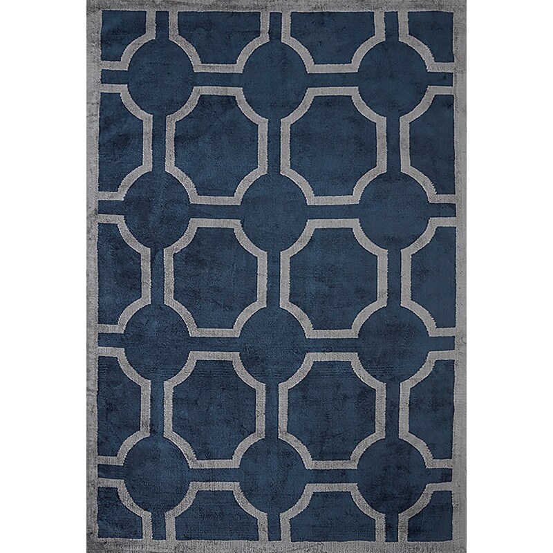 Layered Ovals matta 200x320 Cm - Tuftade mattor Viskos Midnattsblå