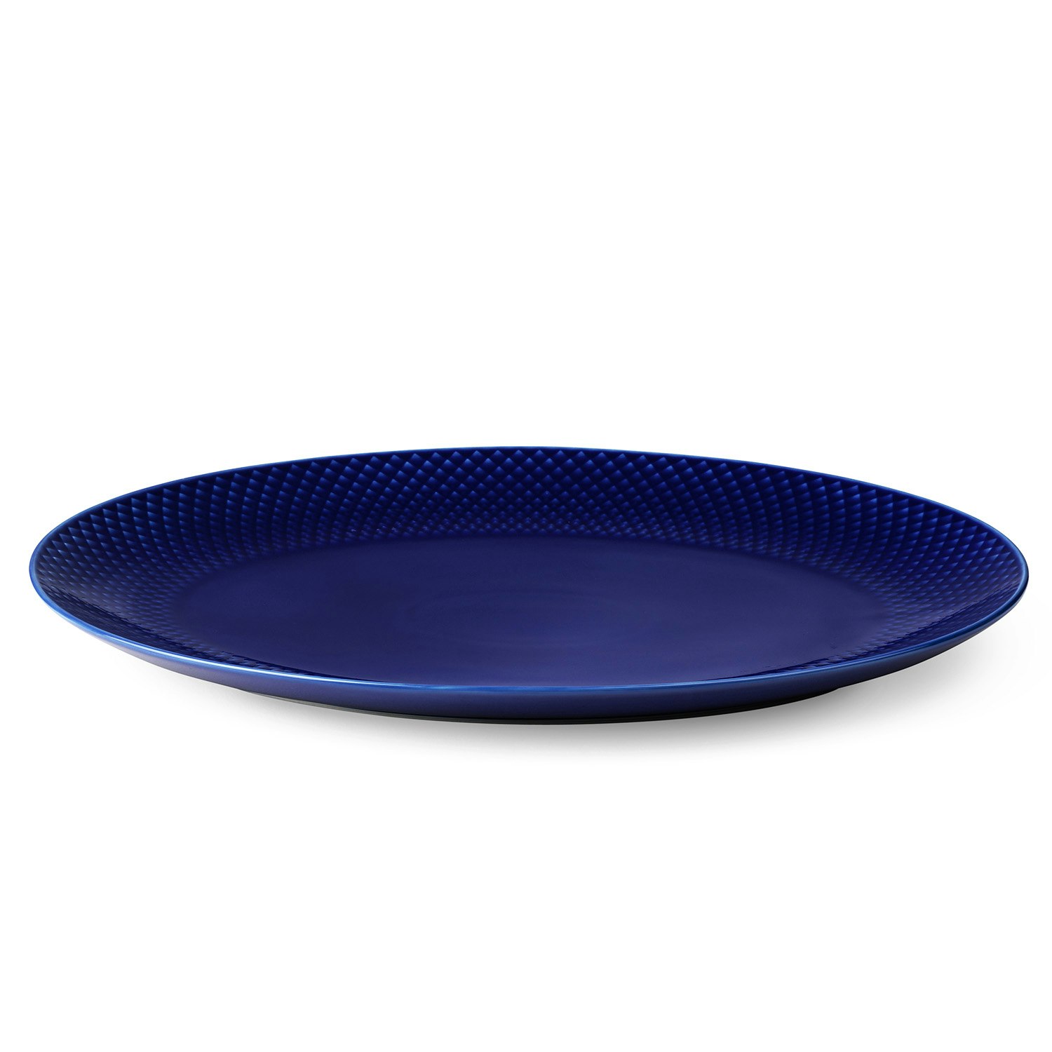 Lyngby Porcelæn Rhombe Color Oval Serveringsfat 35x26.5 - Tallrikar Porslin Mörkblå