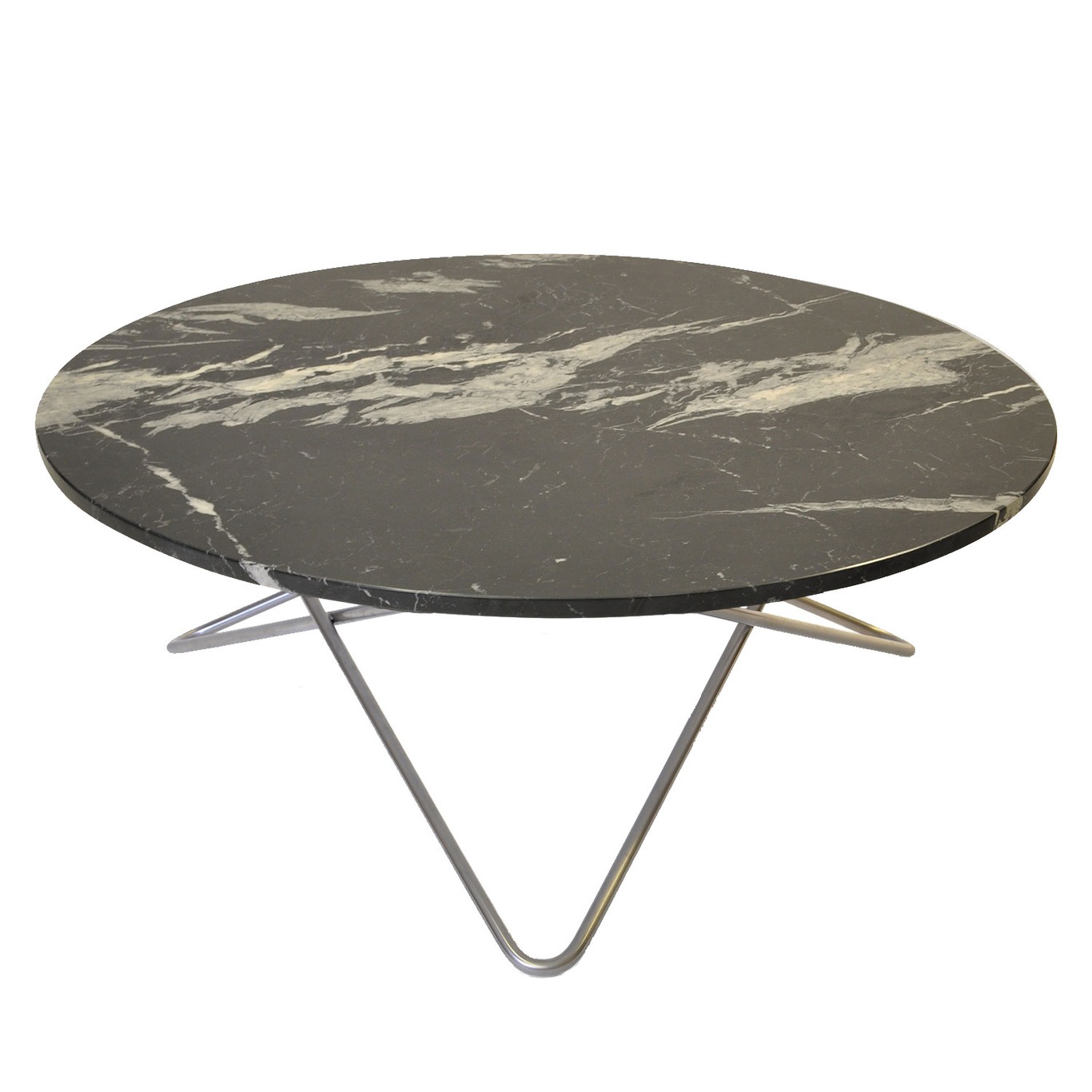 Large O Table Soffbord Ø100 cm, Stål/Svart marmor