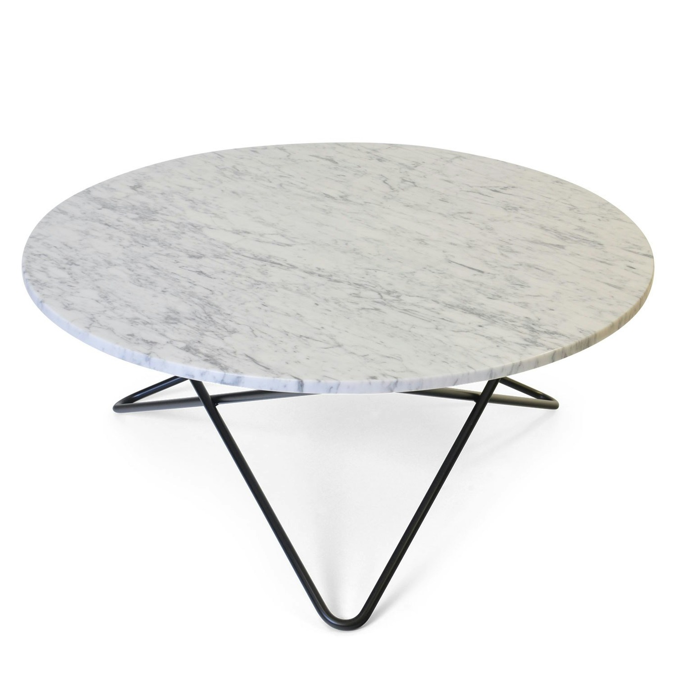 Large O Table Soffbord Ø100 cm, Svart/Vit marmor