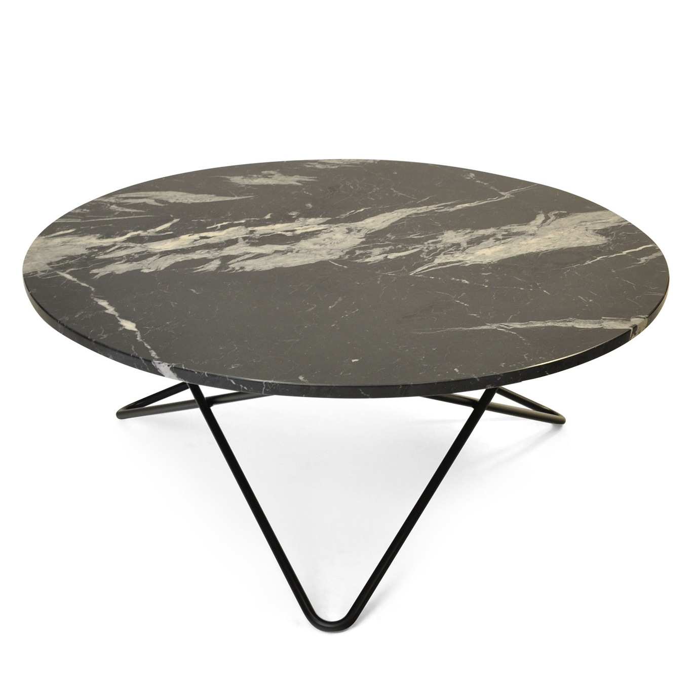 Large O Table Soffbord Ø100 cm, Svart/Svart marmor
