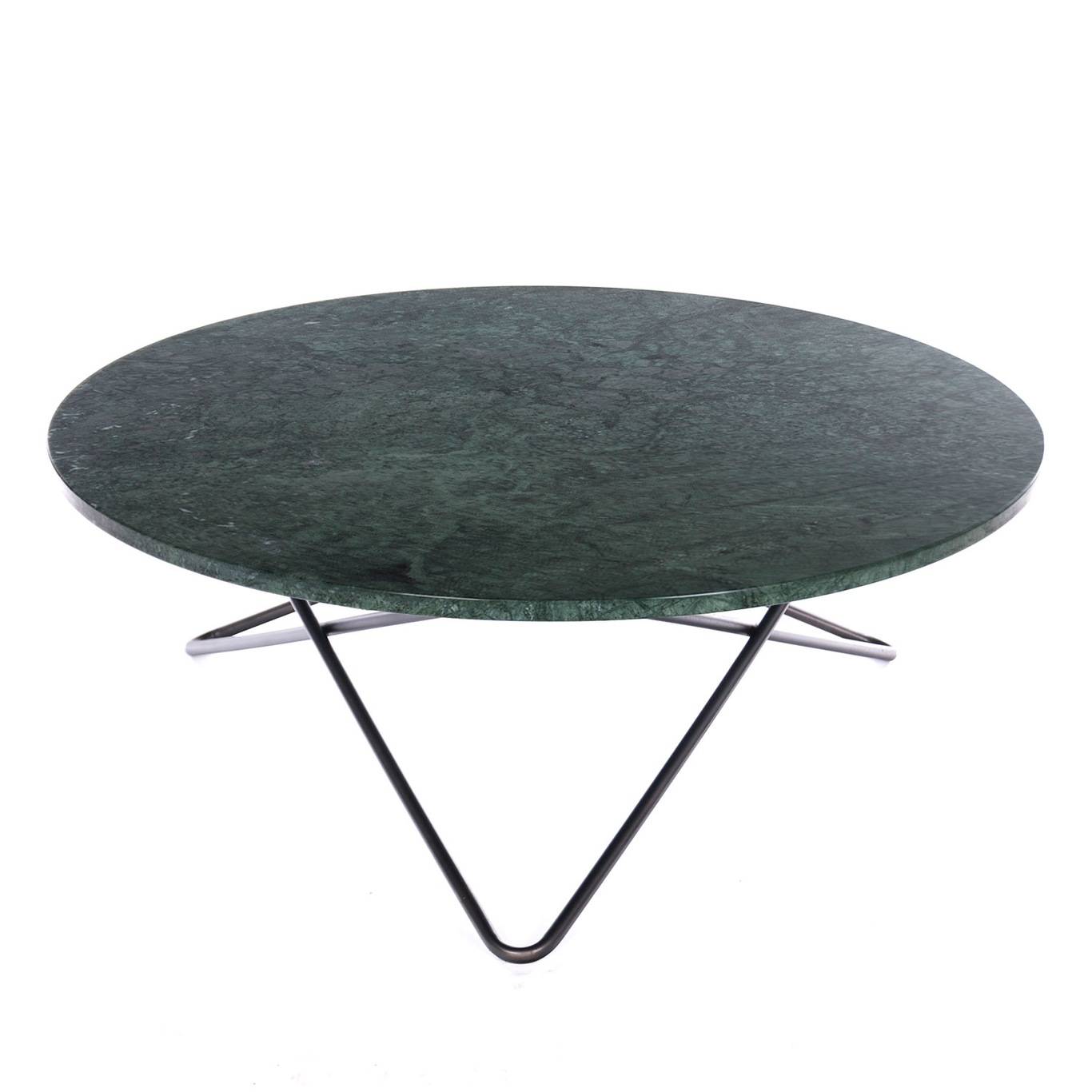 Large O Table Soffbord Ø100 cm, Svart/Grön marmor