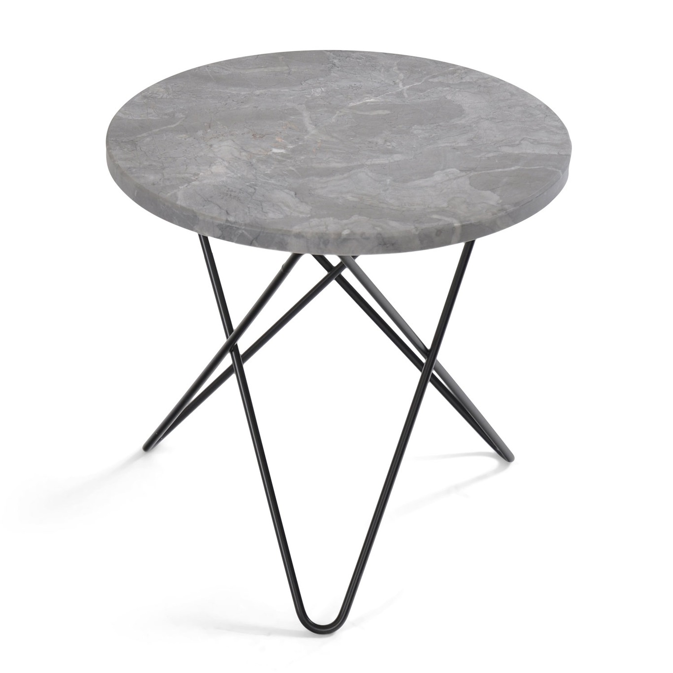 Mini O Table Sidobord Ø40 cm, Svart/Grå Marmor
