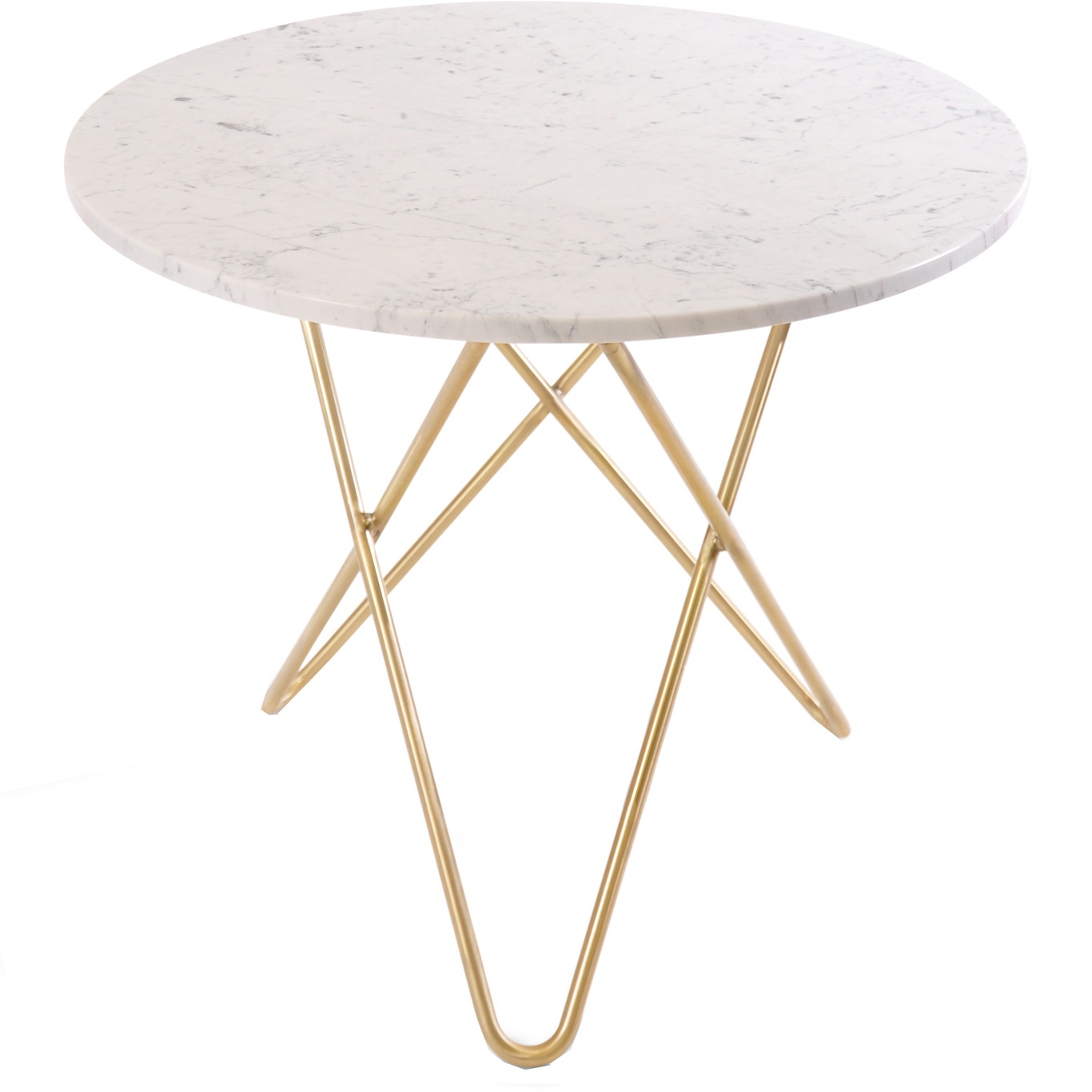 O Dining Table Matbord Ø100 cm, Mässing/Vit marmor