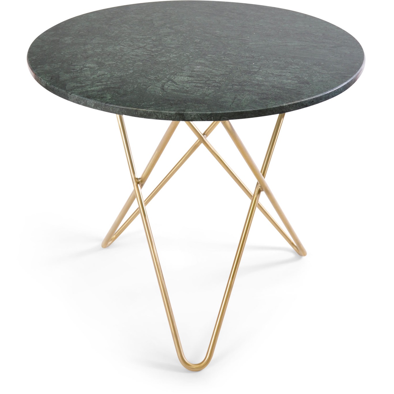 O Dining Table Matbord Ø100 cm, Mässing/Grön marmor