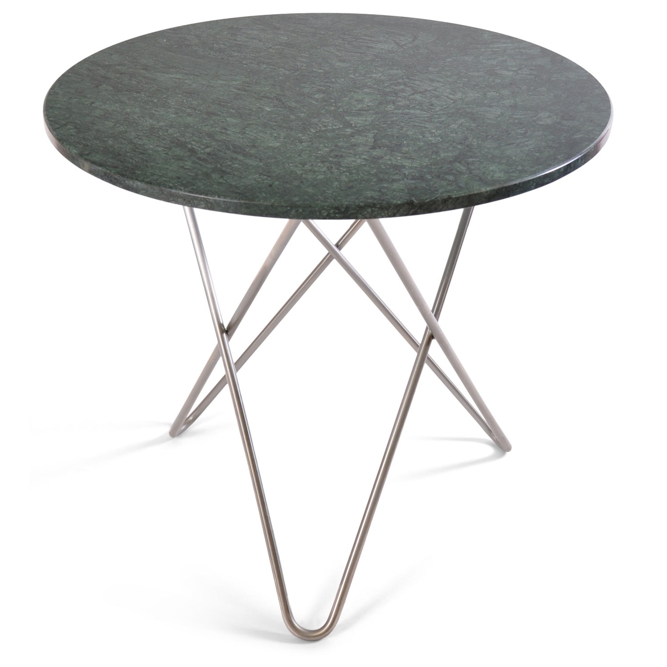 O Dining Table Matbord Ø100 cm, Stål/Grön marmor