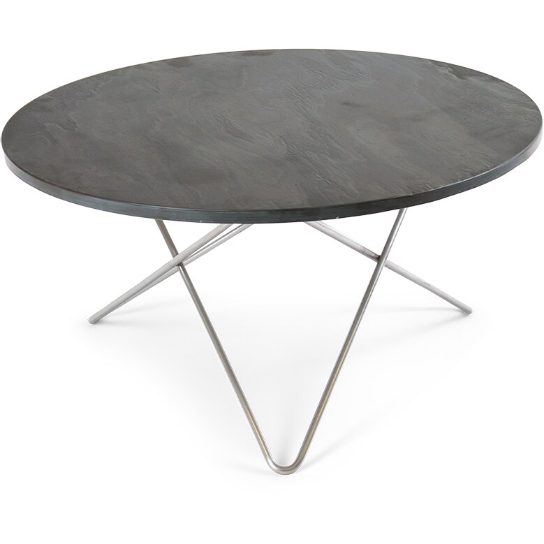 O Table Slate Rustique Oiled Ø80, Stainless Steel