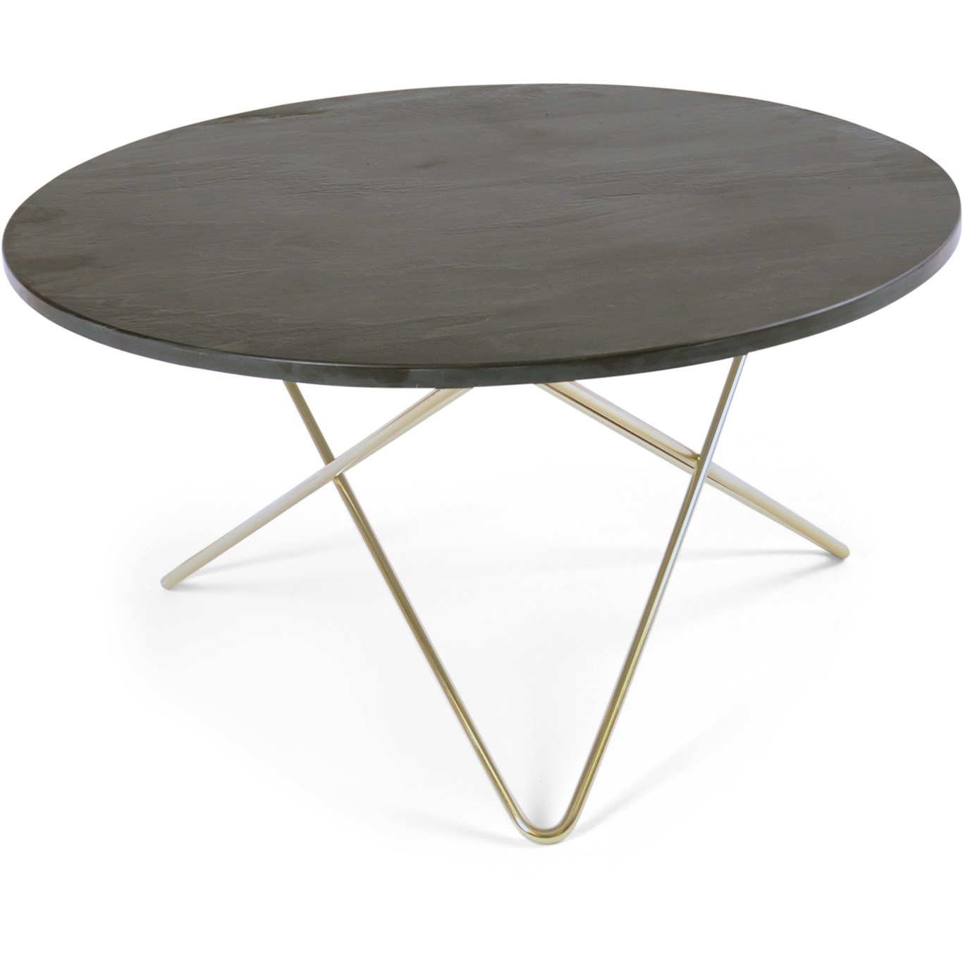 O Table Soffbord Ø80 cm, Mässing/Rustik skiffer