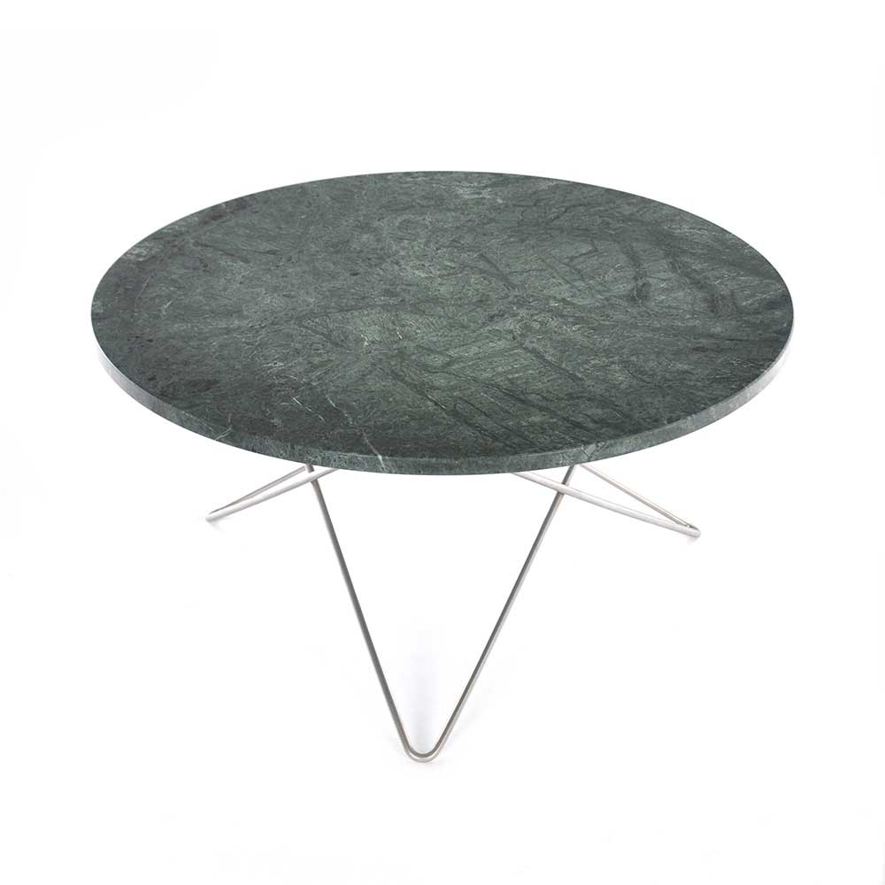 O Table Soffbord Ø80 cm, Stål/Grön Marmor