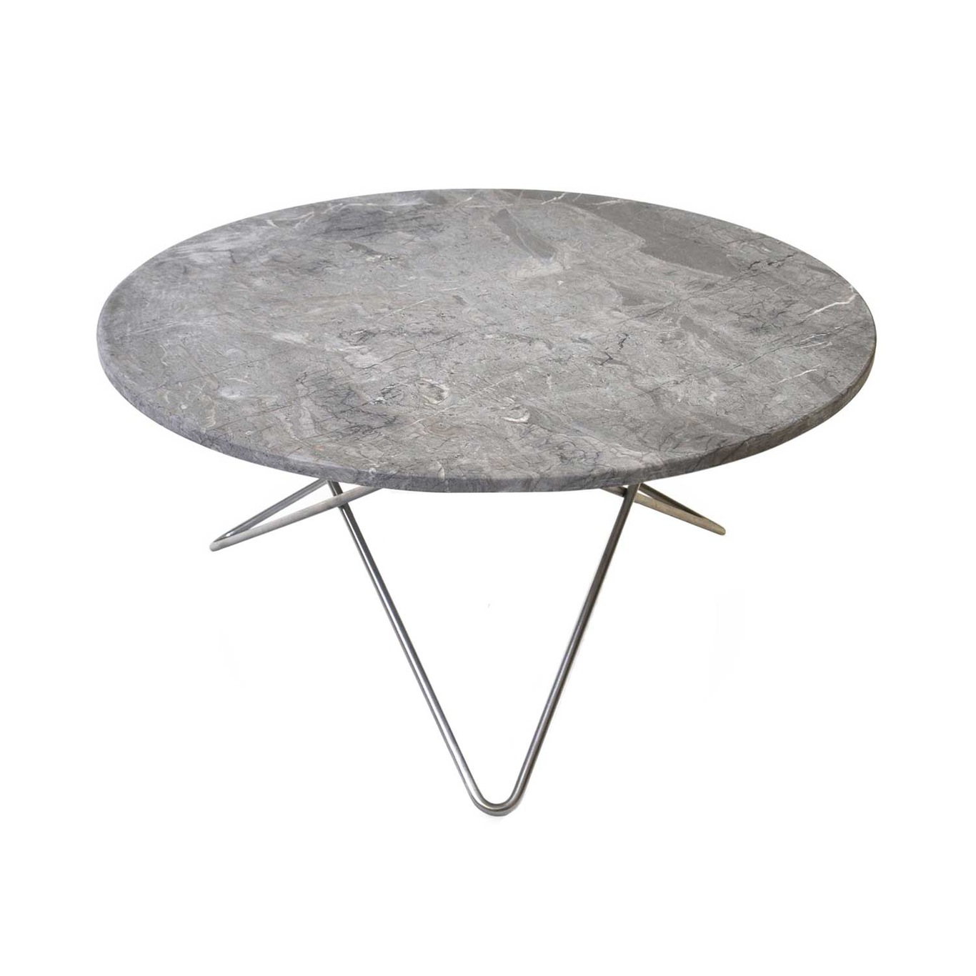 O Table Soffbord Ø80 cm, Stål/Grå Marmor