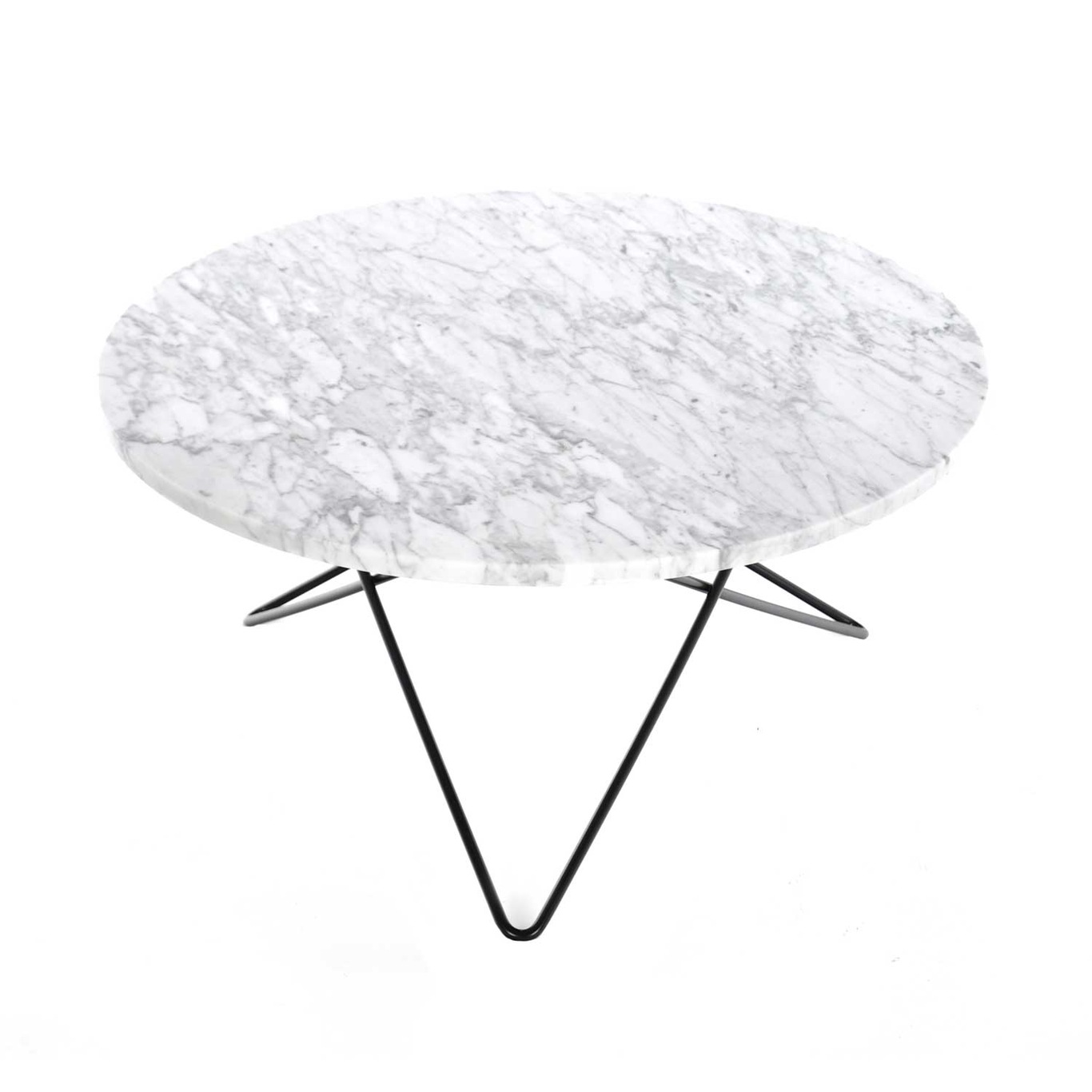 O Table Soffbord Ø80 cm, Svart/Vit marmor