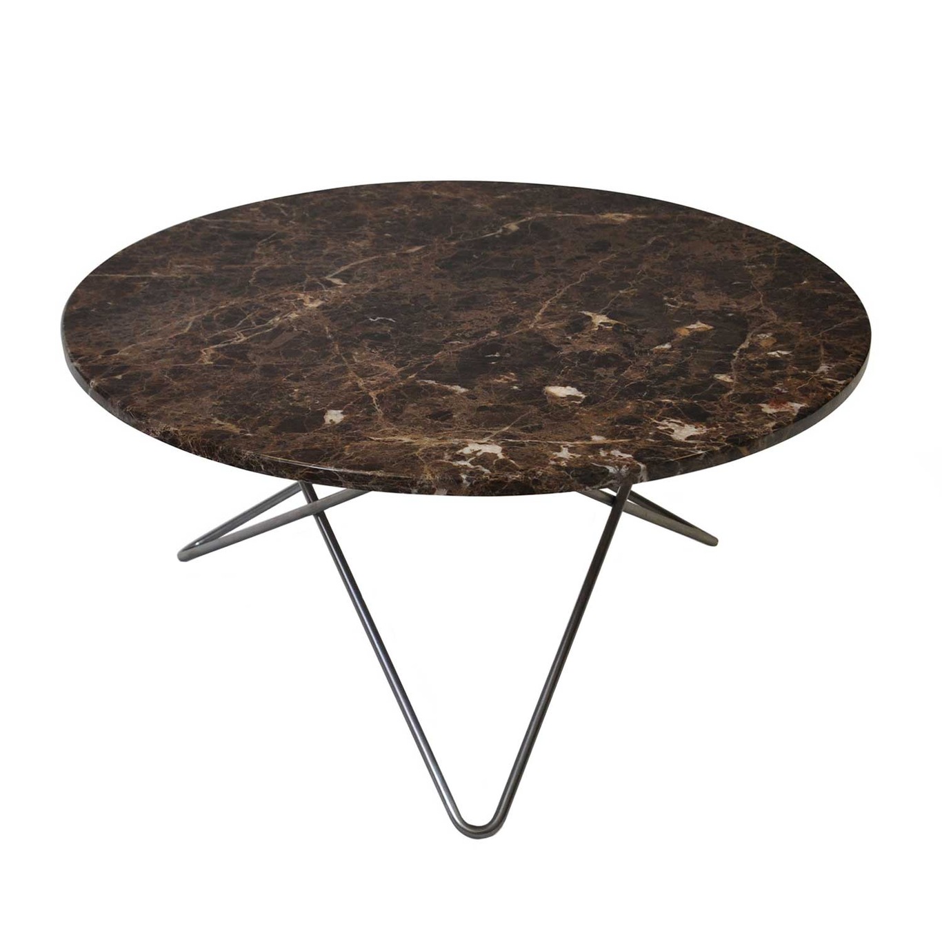 O Table Soffbord Ø80 cm, Svart/Brun marmor