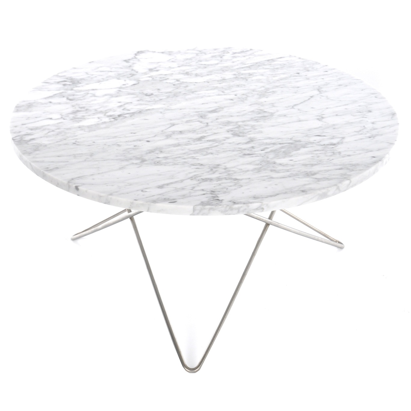 O Table Soffbord Ø80 cm, Stål/Vit matt marmor