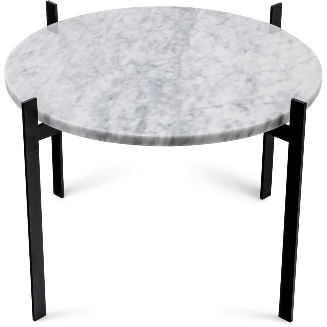 Ox Denmarq Single Deck Table Marble White Matt Ø50 Black Frame - Sidobord & Avlastningsbord Marmor Svart