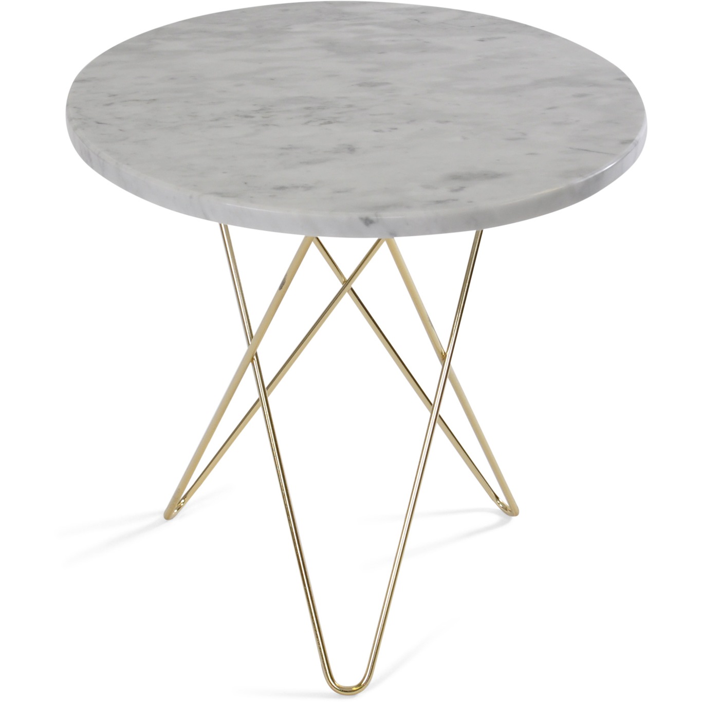 Tall Mini O Table Sidobord Ø50 cm, Mässing/Vit matt marmor
