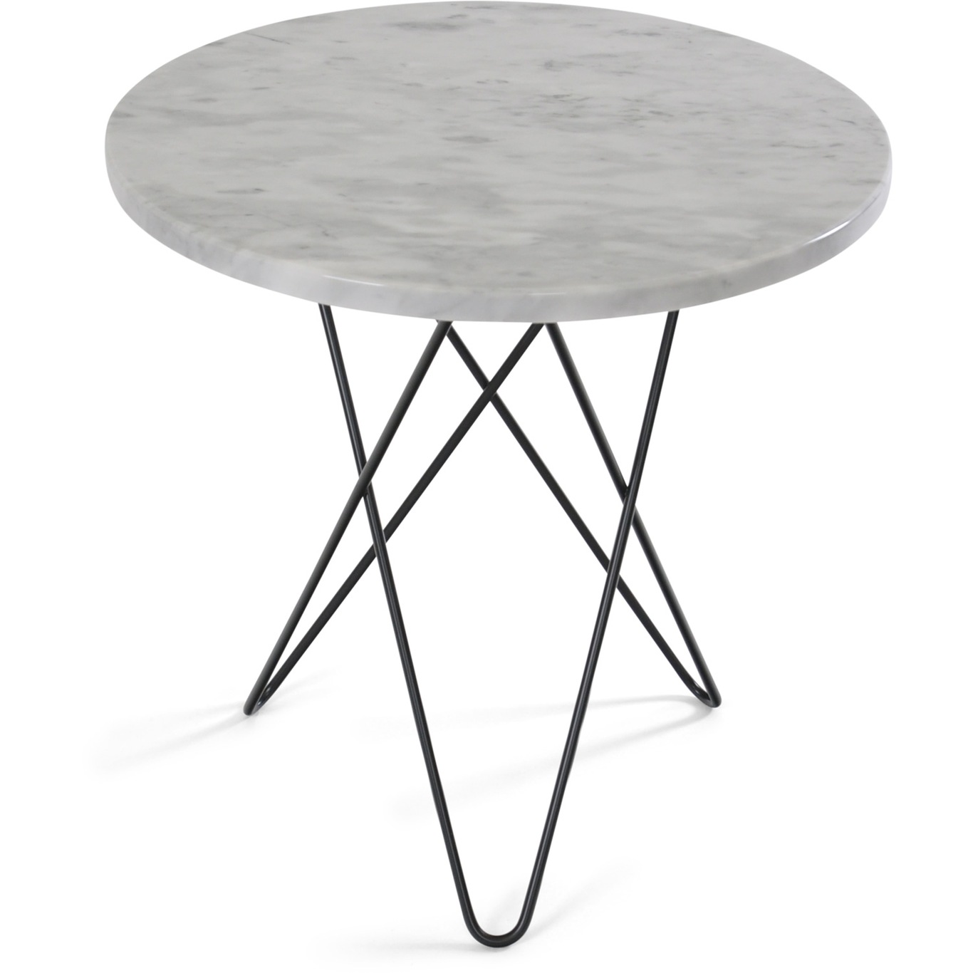Tall Mini O Table Sidobord Ø50 cm, Svart/Vit marmor