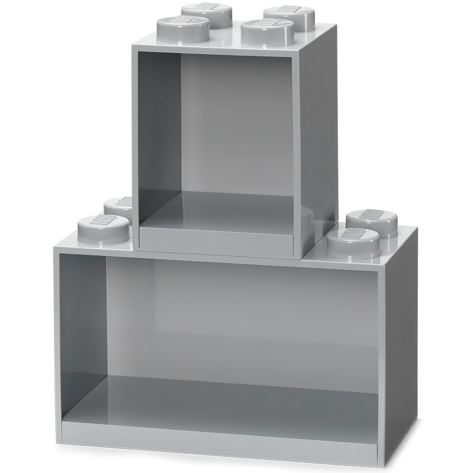 Room Copenhagen Lego® Hyllplan 2-pack - Småförvaring barn Abs-plast Medium Stone Grey