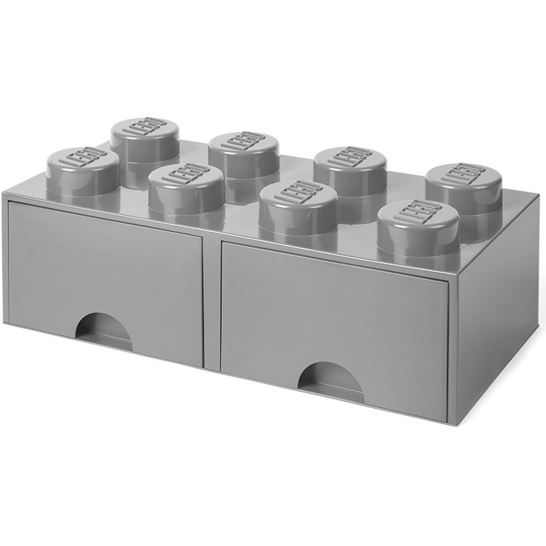 LEGO® Förvaring Med 2 Lådor 8 Knoppar, Medium Stone Grey