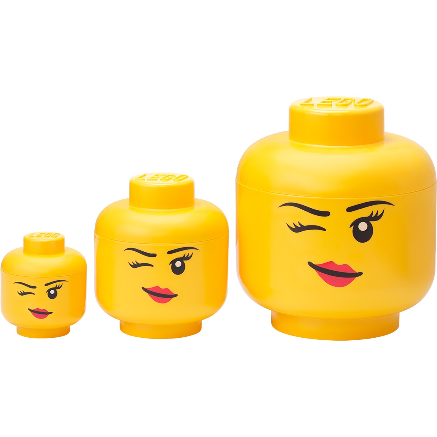 Room Copenhagen Lego® Förvaringslåda Huvud Collection 3 Delar Boy - Småförvaring barn Polypropylen Gul