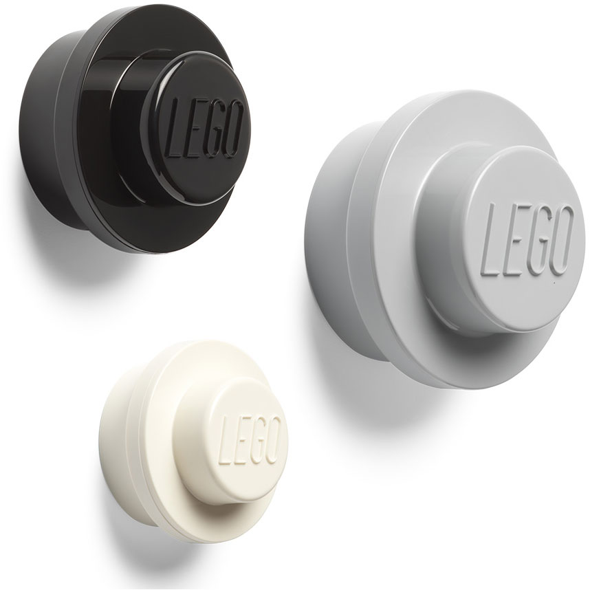 LEGO® Väggkrokar Medium Stone Grey, 3-pack