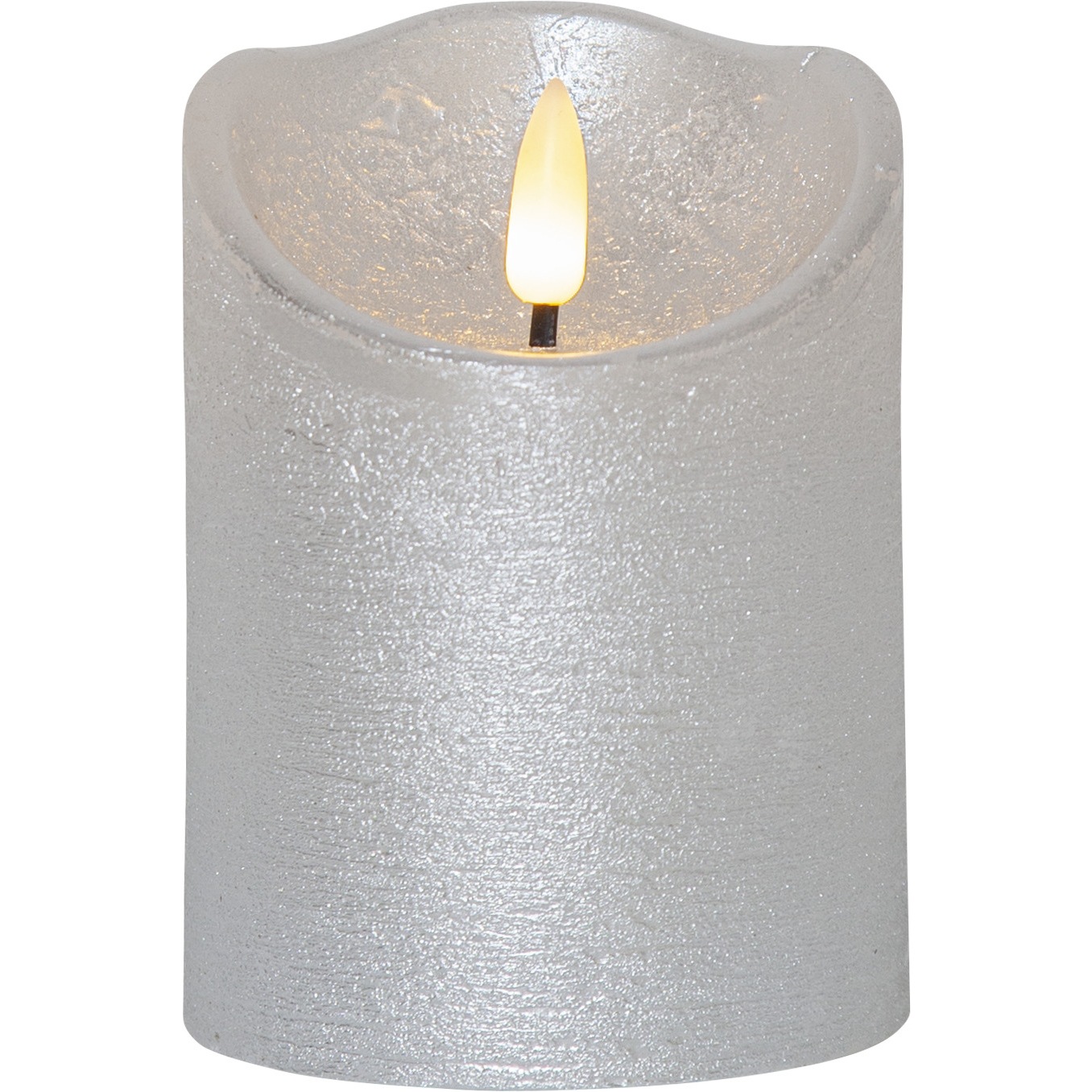 Flamme Rustic LED Blockljus Silver, 10 cm