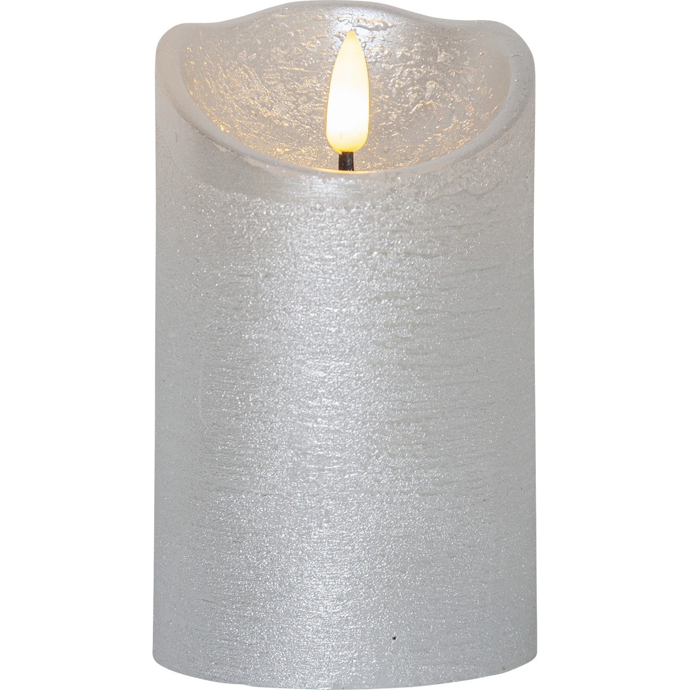 Flamme Rustic LED Blockljus Silver, 12 cm