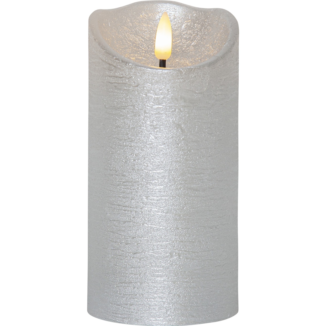 Flamme Rustic LED Blockljus Silver, 15 cm